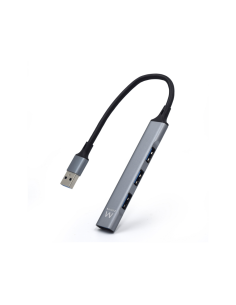 Ewent EW1144 hub de interfaz USB 3.2 Gen 1 (3.1 Gen 1) Type-A 5000 Mbit/s Gris, Plata