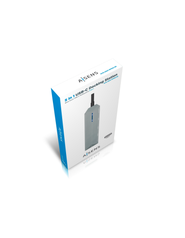 AISENS USB-C dock 5 en 1, USB-C a 1xHDMI, 1xRJ45, 2xUSB, 1xPD, Gris, 15 cm