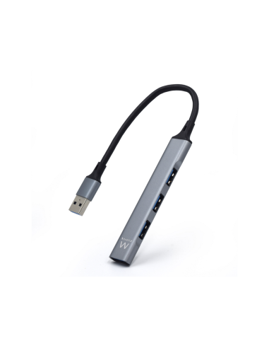Ewent EW1144 hub de interfaz USB 3.2 Gen 1 (3.1 Gen 1) Type-A 5000 Mbit/s Gris, Plata