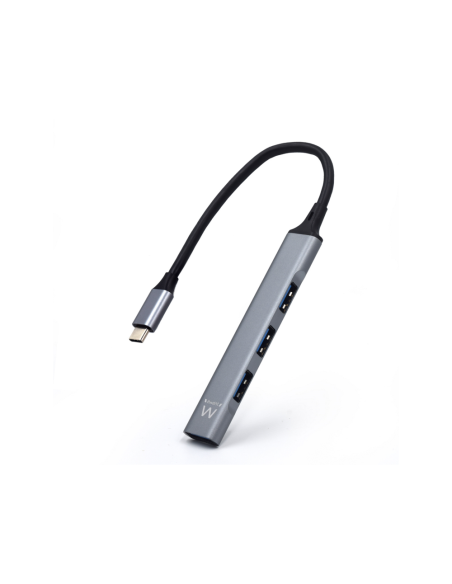 Ewent EW1145 hub de interfaz USB 3.2 Gen 1 (3.1 Gen 1) Type-C 5000 Mbit/s Gris, Plata
