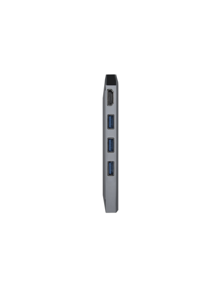 AISENS USB-C dock 8 en 1, USB-C a 1xHDMI, 1xRJ45, 3xUSB, 1xPD, 1xSD, 1xMicroSD, Gris, 15 cm