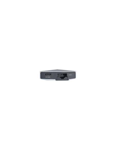AISENS USB-C dock 8 en 1, USB-C a 1xHDMI, 1xRJ45, 3xUSB, 1xPD, 1xSD, 1xMicroSD, Gris, 15 cm