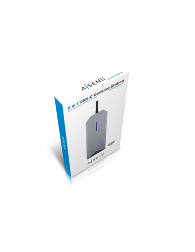 AISENS USB-C dock 8 en 1, USB-C a 1xHDMI, 1xRJ45, 3xUSB, 1xPD, 1xSD, 1xMicroSD, Gris, 15 cm