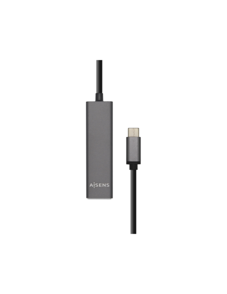 AISENS Hub USB 3.1 USB-C, USB-C/M - 4 x Tipo A/H, Gris, 15 cm