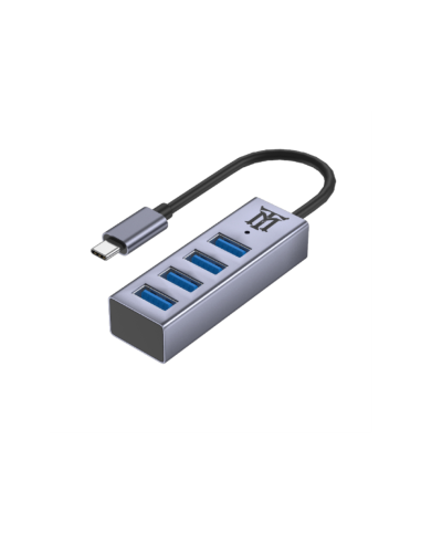 Maillon Technologique Premium MTHUB4 hub de interfaz USB 3.2 Gen 2 (3.1 Gen 2) Type-C 5 Mbit/s Aluminio, Gris
