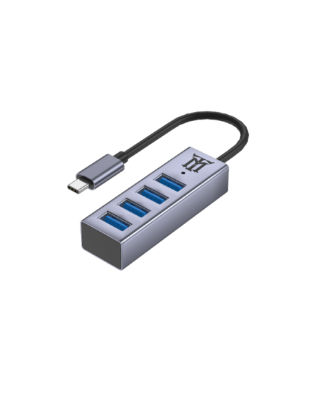 Maillon Technologique Premium MTHUB4 hub de interfaz USB 3.2 Gen 2 (3.1 Gen 2) Type-C 5 Mbit/s Aluminio, Gris