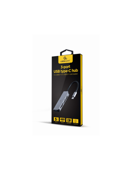 Gembird UHB-CM-CRU3P1U2P2-01 base para portátil y replicador de puertos Alámbrico USB 3.2 Gen 1 (3.1 Gen 1) Type-A Plata