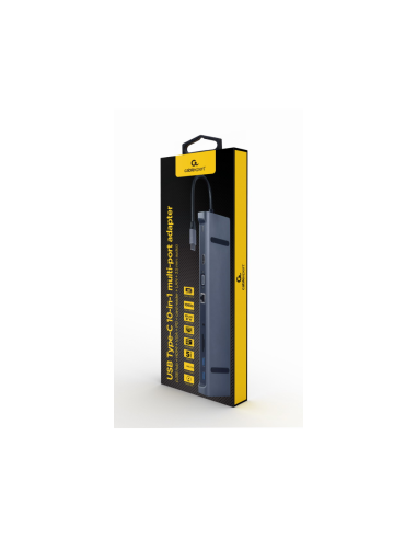 Gembird A-CM-COMBO10-01 base para portátil y replicador de puertos Alámbrico USB 3.2 Gen 1 (3.1 Gen 1) Type-C Gris