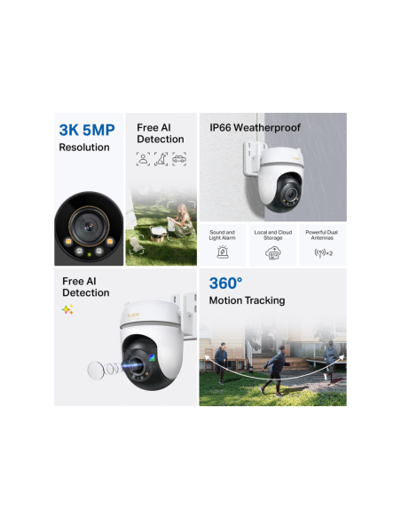 TP-Link Tapo TC43(EU) V2 Esférico Cámara de seguridad IP Interior y exterior 2880 x 1620 Pixeles Techo/Pared/Poste