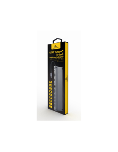 Gembird A-CM-COMBO11-01 base para portátil y replicador de puertos Alámbrico USB 3.2 Gen 1 (3.1 Gen 1) Type-C Gris