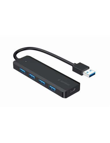 Gembird UHB-U3P4P-02 hub de interfaz USB 3.2 Gen 1 (3.1 Gen 1) Type-A 5000 Mbit/s Negro