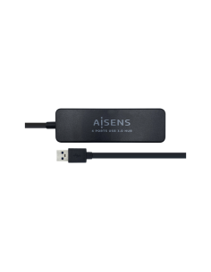 AISENS Hub USB 3.0, Tipo A/M - 4 x Tipo A/H, Negro, 30 cm