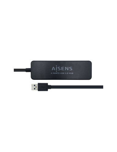 AISENS Hub USB 3.0, Tipo A/M - 4 x Tipo A/H, Negro, 30 cm