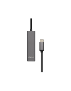 AISENS Hub USB 3.1 USB-C, USB-C/M - 4 x Tipo A/H, Gris, 15 cm