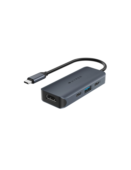 HYPER HD4001GL hub de interfaz USB 3.2 Gen 1 (3.1 Gen 1) Type-C 10000 Mbit/s Azul, Gris
