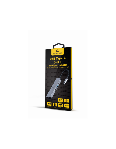 Gembird A-CM-COMBO5-02 base para portátil y replicador de puertos Alámbrico USB 3.2 Gen 1 (3.1 Gen 1) Type-C Plata