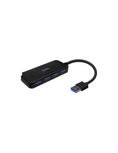AISENS Hub USB 3.0, Tipo A/M-4x Tipo A/H, Negro, 15cm