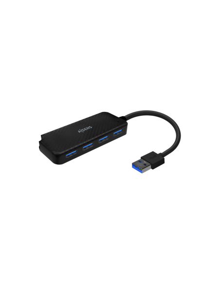 AISENS Hub USB 3.0, Tipo A/M-4x Tipo A/H, Negro, 15cm