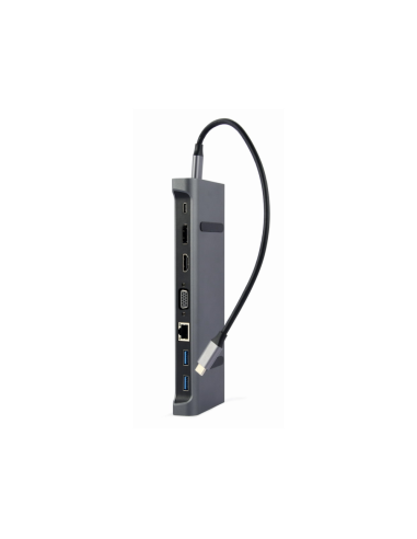 Gembird A-CM-COMBO9-02 base para portátil y replicador de puertos Alámbrico USB 3.2 Gen 1 (3.1 Gen 1) Type-C Gris