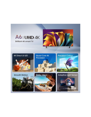 Hisense 65A6N 165,1 cm (65") 4K Ultra HD Smart TV Wifi Negro 300 cd / m²