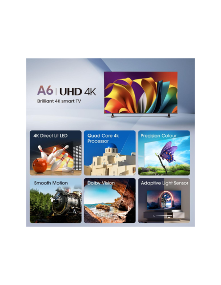 Hisense 65A6N 165,1 cm (65") 4K Ultra HD Smart TV Wifi Negro 300 cd / m²