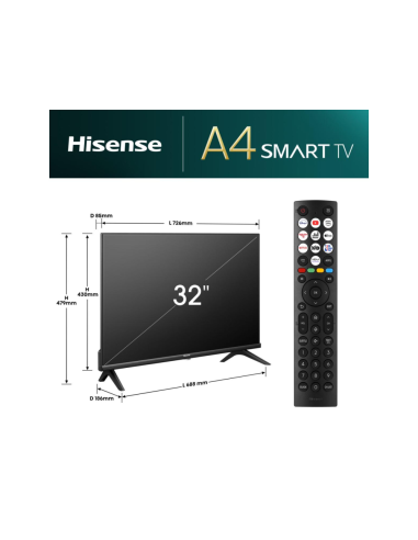 Hisense 32A4N 81,3 cm (32") HD Smart TV Wifi Negro 200 cd / m²