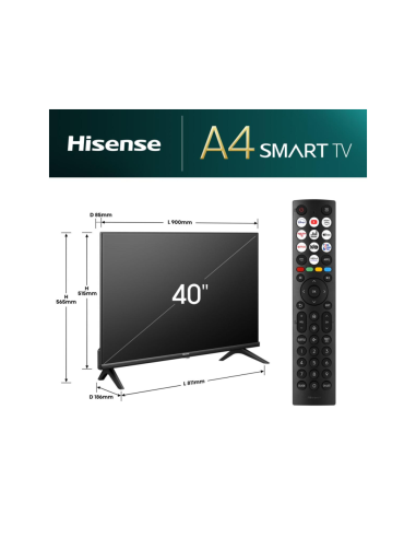 Hisense 40A4N 101,6 cm (40") Full HD Smart TV Wifi Negro 200 cd / m²