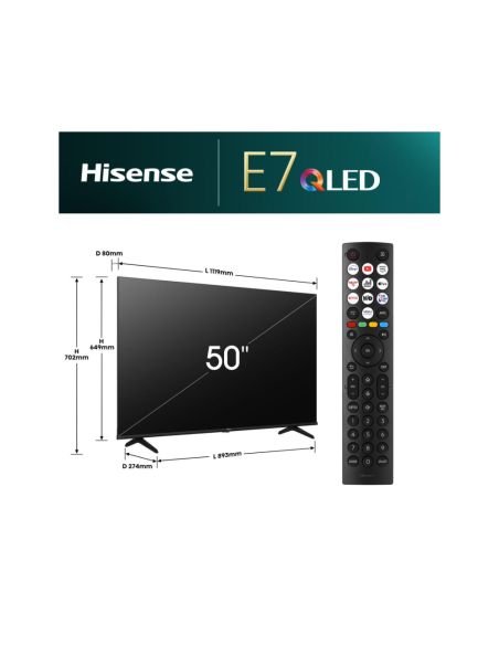 Hisense 50E77NQ 127 cm (50") 4K Ultra HD Smart TV Wifi Negro 350 cd / m²