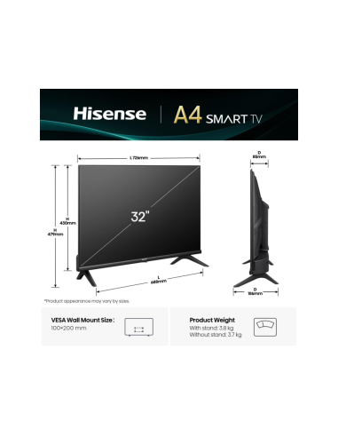 Hisense 32A4Q 81,3 cm (32") HD Smart TV Wifi Negro