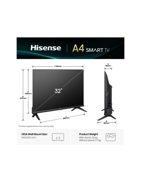 Hisense 32A4Q 81,3 cm (32") HD Smart TV Wifi Negro