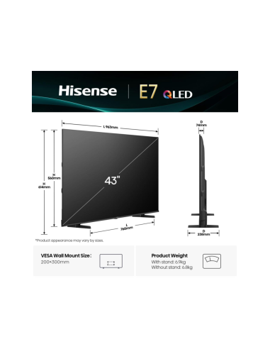Hisense 43E77Q 109,2 cm (43") 4K Ultra HD Smart TV Wifi Negro