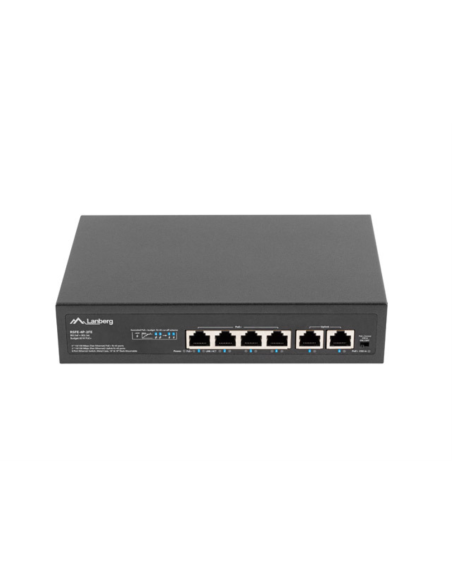 Lanberg RSFE-4P-2FE-60 switch No administrado Fast Ethernet (10/100) Energía sobre Ethernet (PoE) 1U Negro