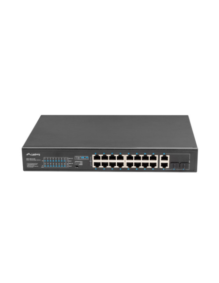 Lanberg RSFE-16P-2C-250 switch No administrado Gigabit Ethernet (10/100/1000) Energía sobre Ethernet (PoE) 1U Negro
