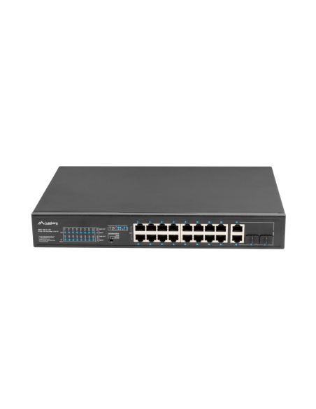 Lanberg RSFE-16P-2C-150 switch No administrado Gigabit Ethernet (10/100/1000) Energía sobre Ethernet (PoE) 1U Negro