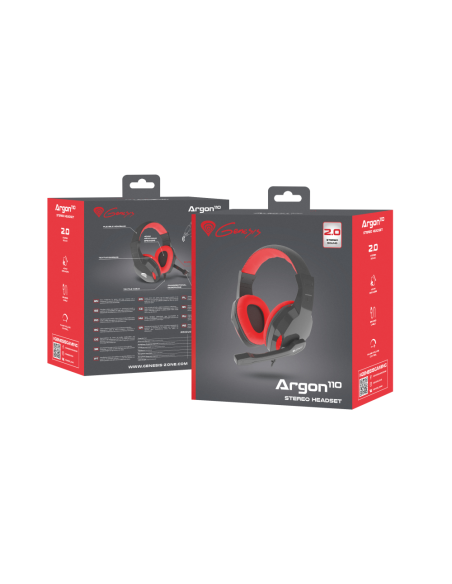 GENESIS Argon 110 Auriculares Alámbrico Diadema Juego Negro, Rojo