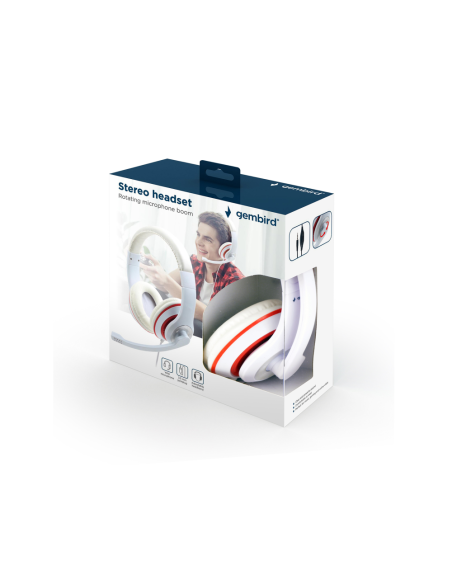 Gembird MHS-03-WTRD auricular y casco Auriculares Alámbrico Diadema Llamadas/Música Rojo, Blanco