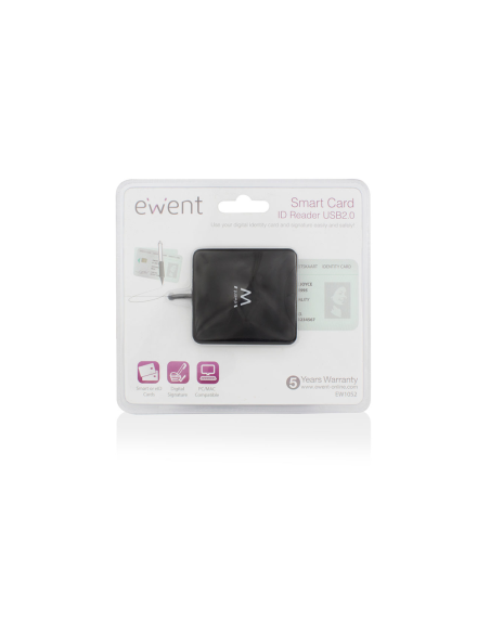 Ewent EW1052 lector de tarjeta inteligente USB USB 2.0 Negro