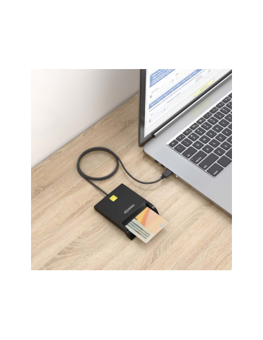 AISENS Lector de Tarjeta Inteligente DNI, Negro