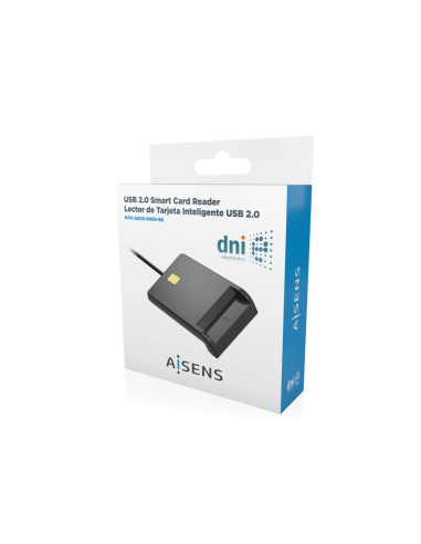 AISENS Lector de Tarjeta Inteligente DNI, Negro