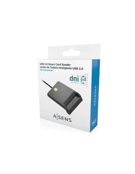 AISENS Lector de Tarjeta Inteligente DNI, Negro