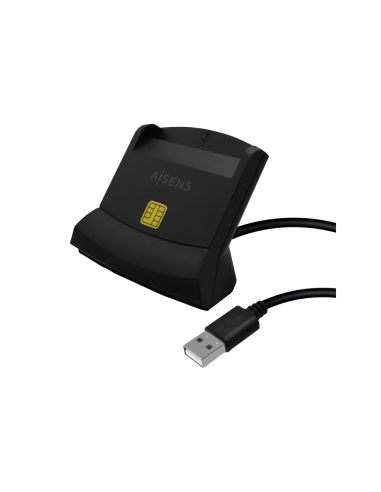 AISENS Lector de Tarjeta Inteligente DNI, Negro