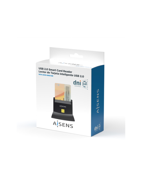 AISENS Lector de Tarjeta Inteligente DNI, Negro