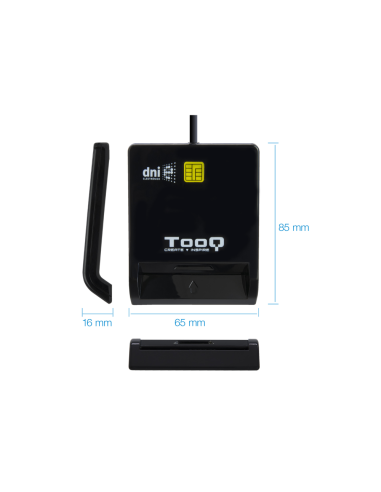TooQ Lector de Tarjetas Inteligentes DNIe SIM USB-C, Negro