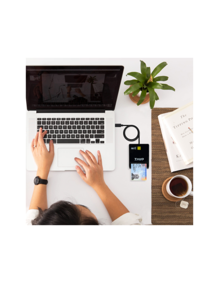 TooQ Lector de Tarjetas Inteligentes DNIe SIM USB-C, Negro