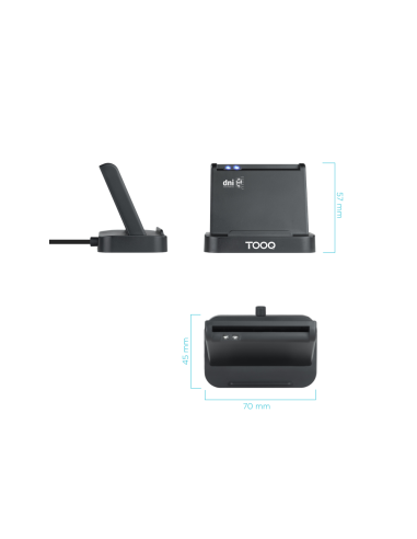 TooQ Lector de Tarjetas Inteligentes DNIe VISION USB 2.0, Negro