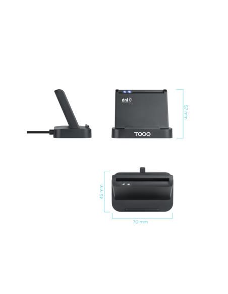 TooQ Lector de Tarjetas Inteligentes DNIe VISION USB 2.0, Negro