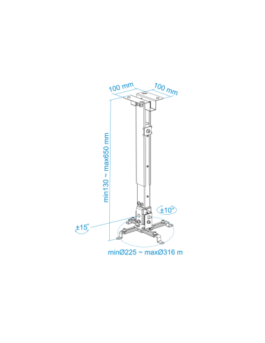 TooQ PJ2012T-W montaje para projector Techo Blanco