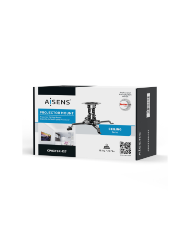 AISENS Soporte Universal Giratorio, Inclinable de Techo para Proyector 13.5Kg, Negro