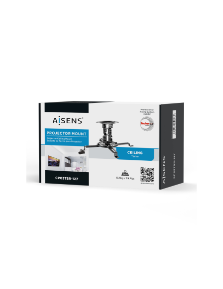 AISENS Soporte Universal Giratorio, Inclinable de Techo para Proyector 13.5Kg, Negro