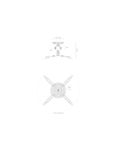 AISENS Soporte Universal Giratorio, Inclinable de Techo para Proyector 13.5Kg, Blanco